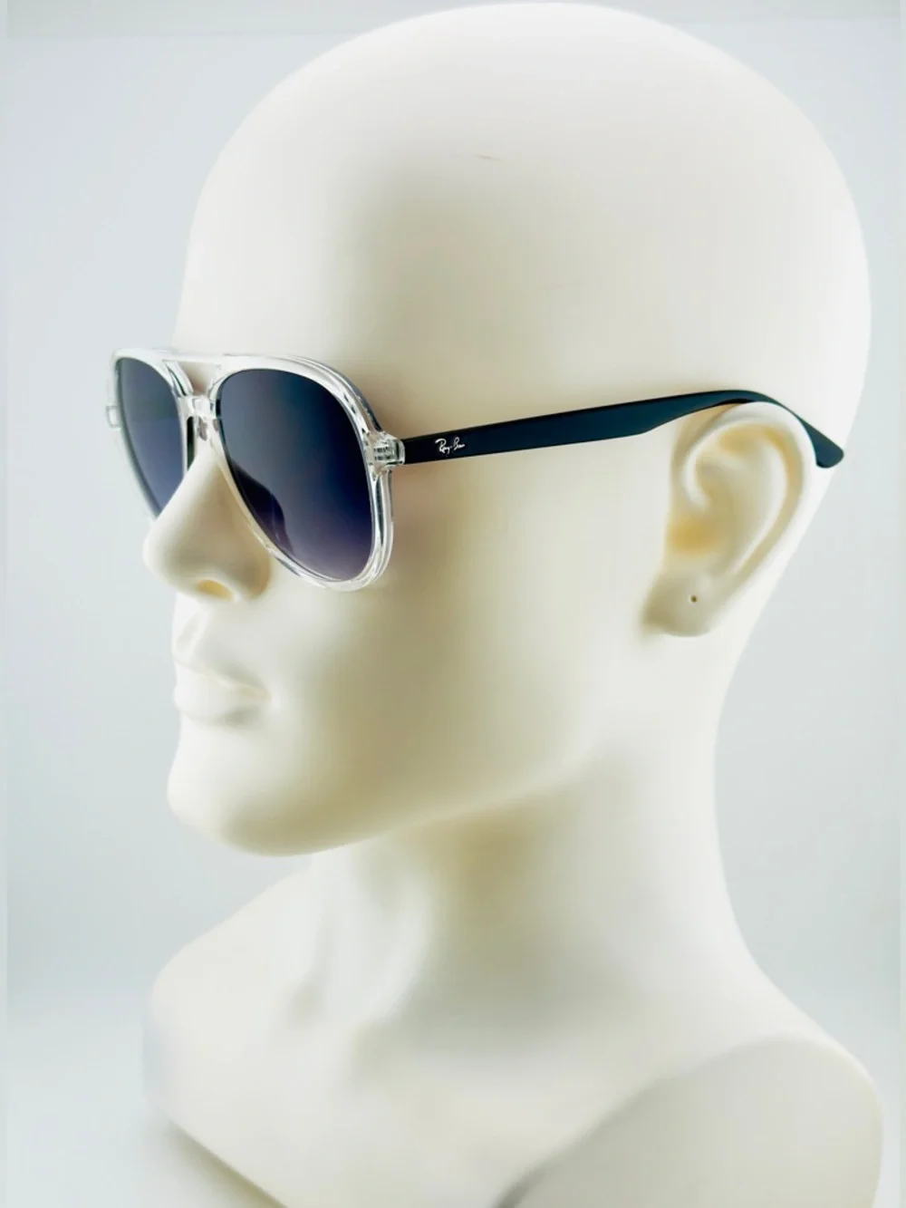 Ray-Ban Aviator Sunglasses RB4376 Transparent Frame with Gradient Dark Gray Lens - Picture 5 of 16